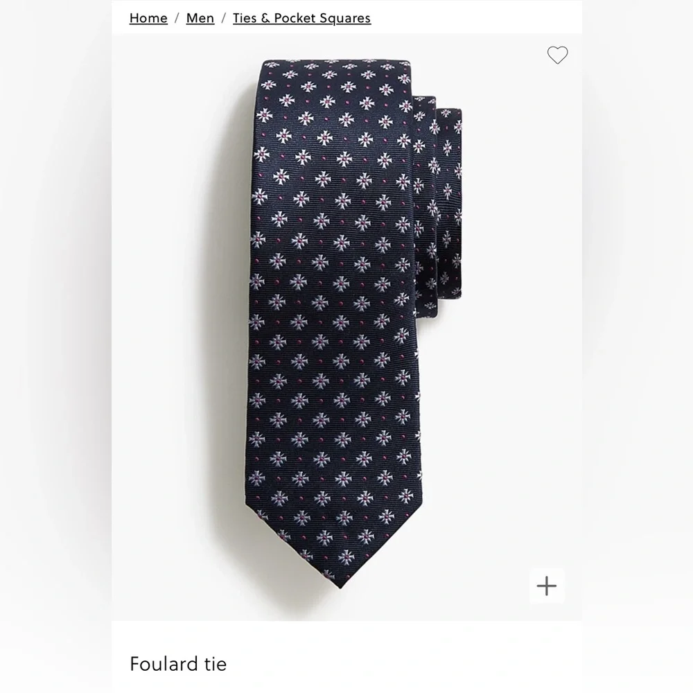 J Crew 100% Silk Foulard Neck Tie. New with tag.